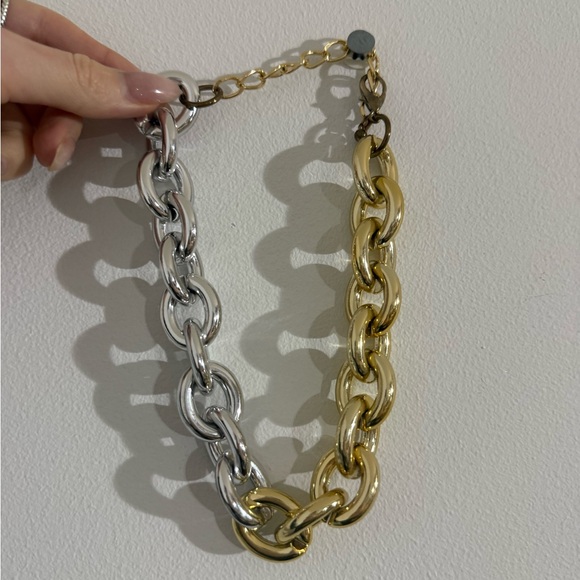 Two-Tone Chunky Chain Necklace - Gold & Silver - Picture 4 of 4